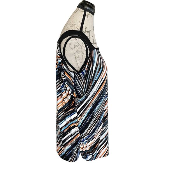 Cato Womens Blouse Sz Medium off-shoulder Striped  Colorful Y2k 2000's Retro - Picture 4 of 14